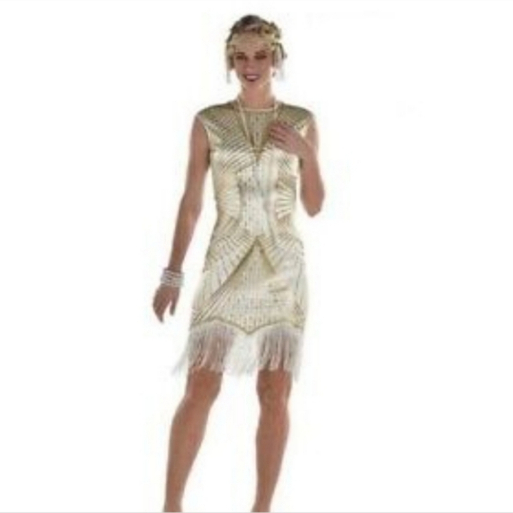 Flirty Flapper Costume - Cream